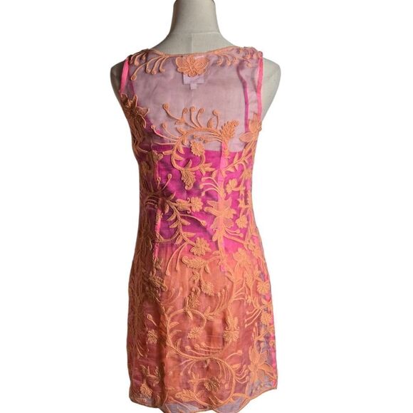 Yoana Baraschi Anthropologie Sheer Pink and Orange Mini Dress - Picture 4 of 6